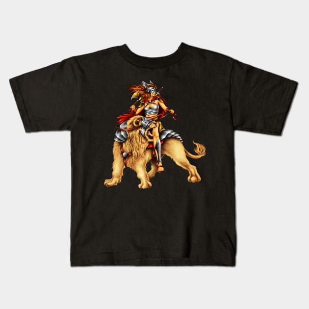 Beautiful Warrior Lion Rider Baseball Kids T-Shirt by moha1980